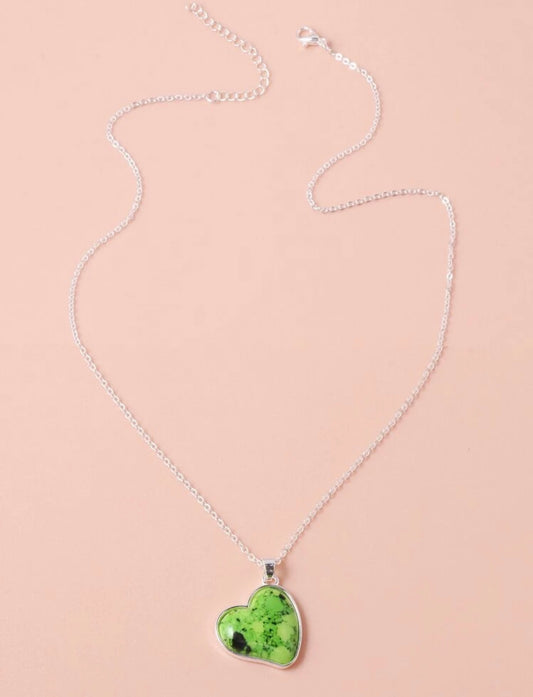 Green turquoise inspired heart shaped charm necklace - Christina’s unique boutique LLC