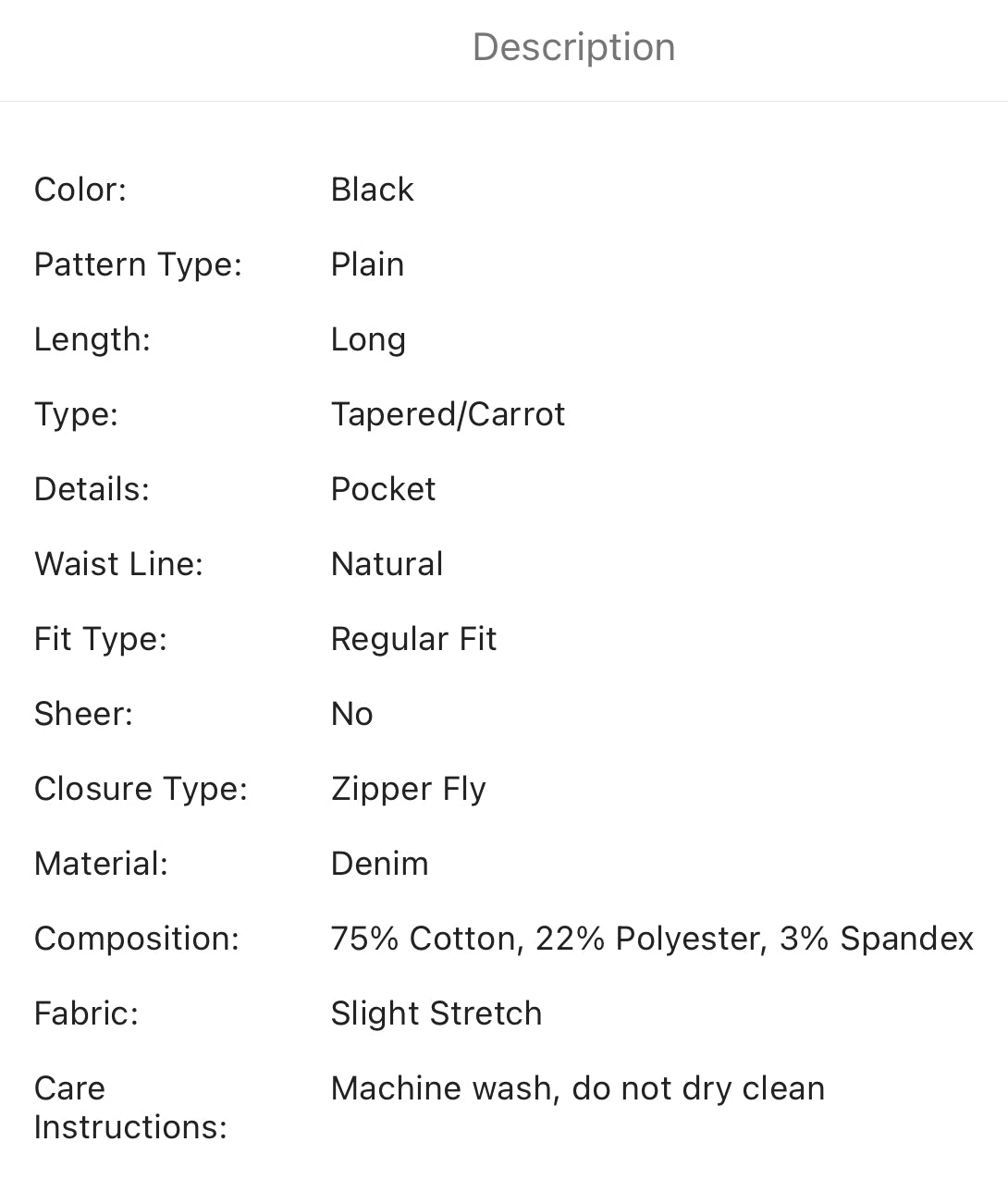 Men’s solid tapered jeans