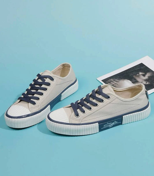 Men’s colorblock lace-up front canvas shoes