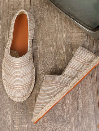 Men’s striped pattern canvas espadrille loafers