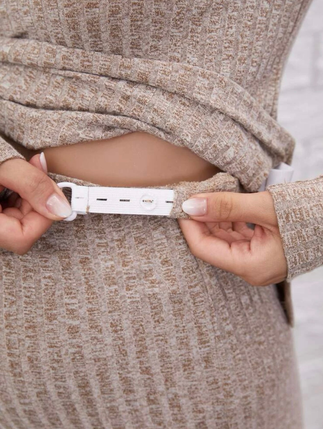 Maternity split hem top & adjustable elastic waist pants