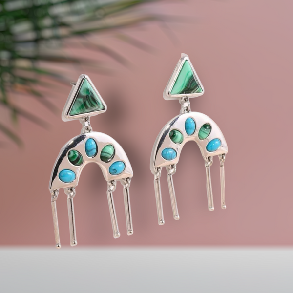 Turquoise decor geometric drop earrings