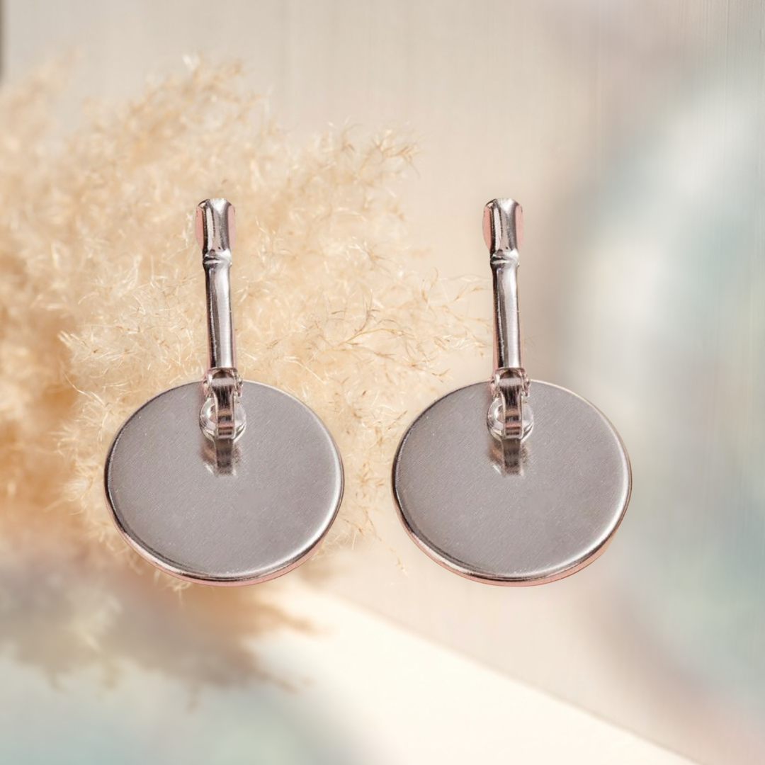 Print design round drop earrings
