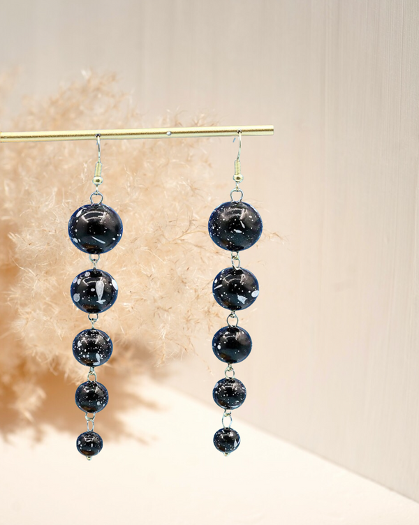 Black round ball decor dangle earrings