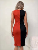 Color block twist detail bodycon dress