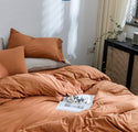 Solid pumpkin color Jersey Knit Cotton Duvet Cover Set