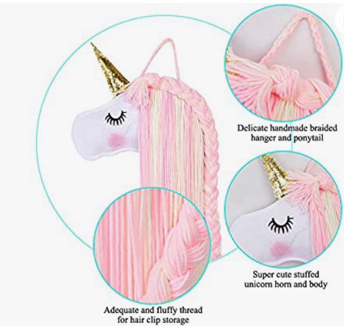Unicorn Hair Bow Holder for Girls Wall Hanging Decor and Baby Hair Clip Hanger Organizer - Christina’s unique boutique LLC
