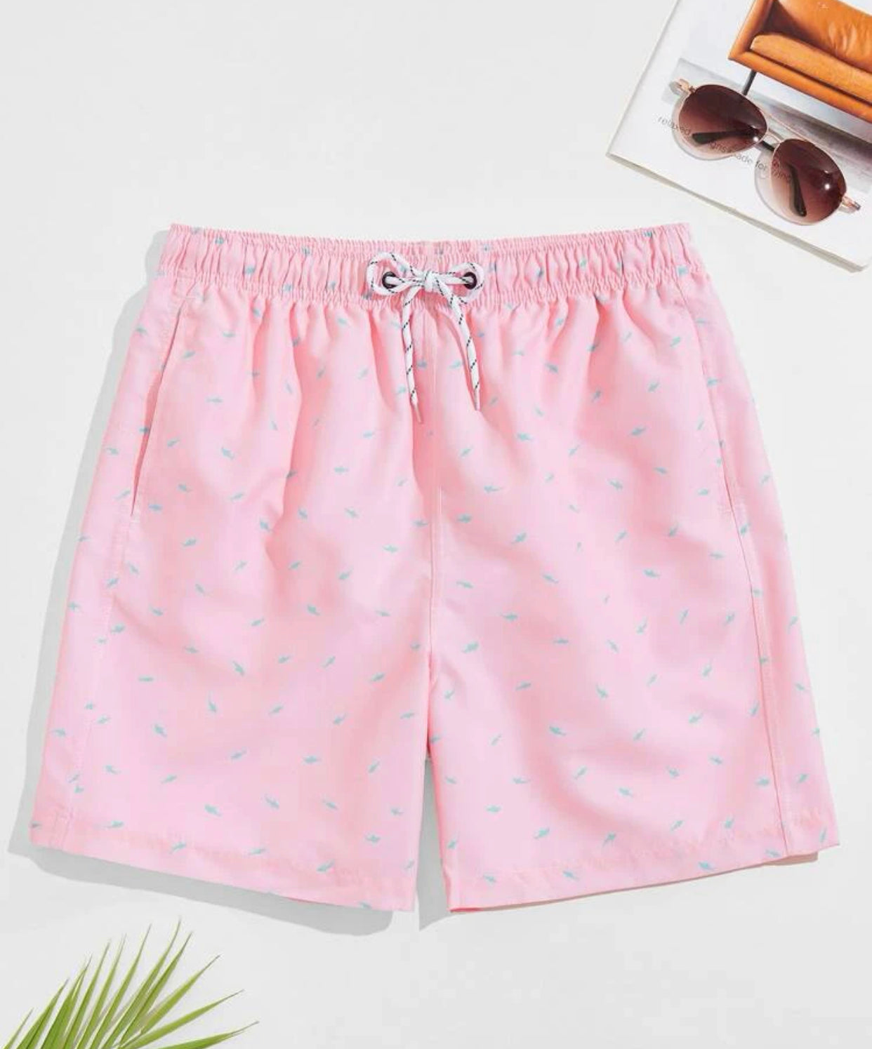 Men’s allover print drawstring swim trunks