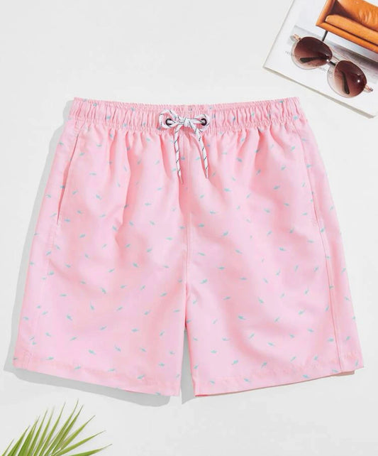 Men’s allover print drawstring swim trunks