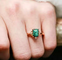 Vintage Green Turquoise Boho Style Simple Zircon Ring. Size 8.