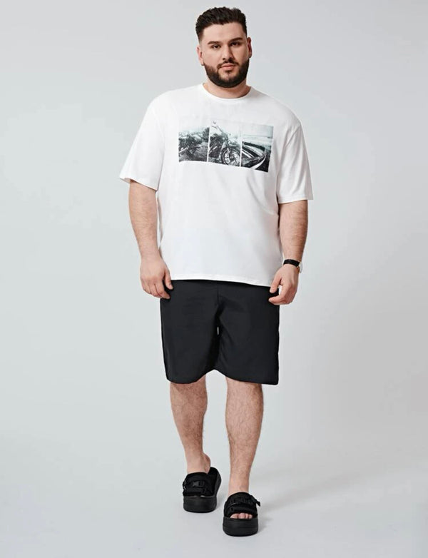 Men’s extended size motorcycle print tee