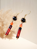 Unique stone decor dangle earrings