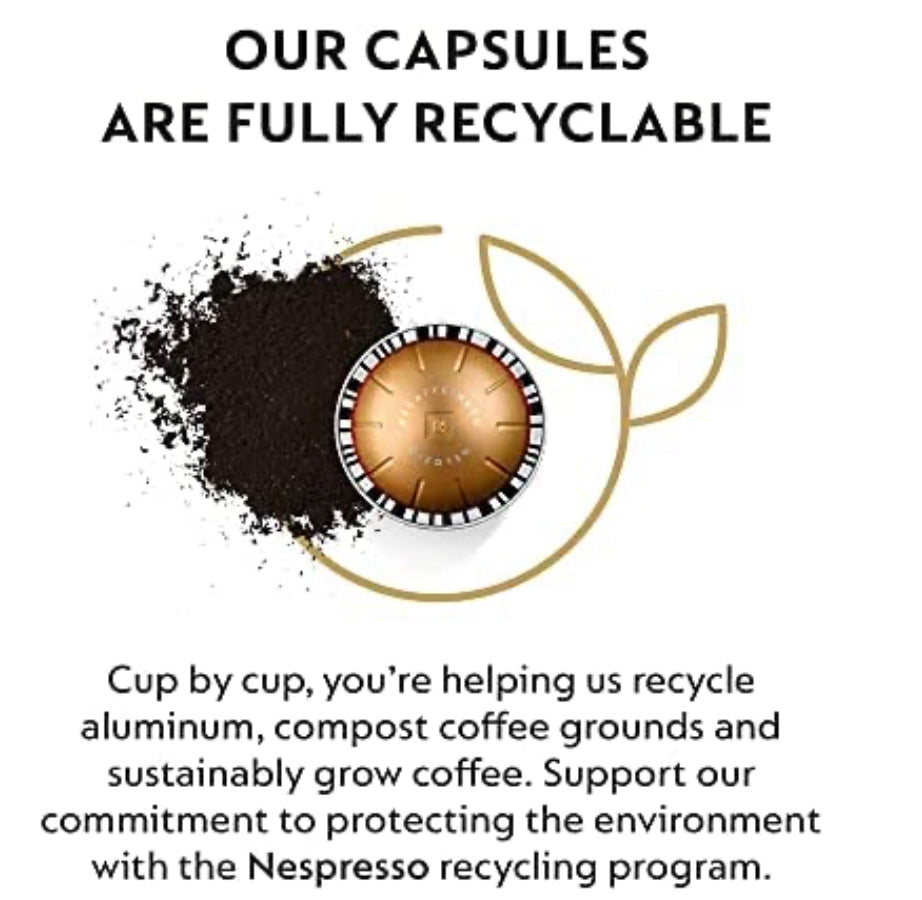 Nespresso Vertuo Melozio Decaffeinato, Medium Roast Espresso, 30 Count Coffee Capsules