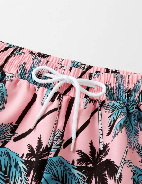 Boys Palm Tree Print Swim Shorts