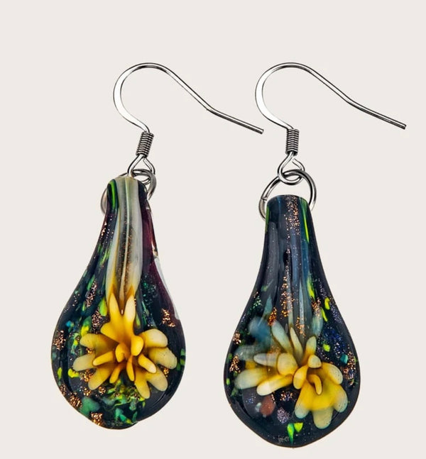 Glass decor dangle earrings