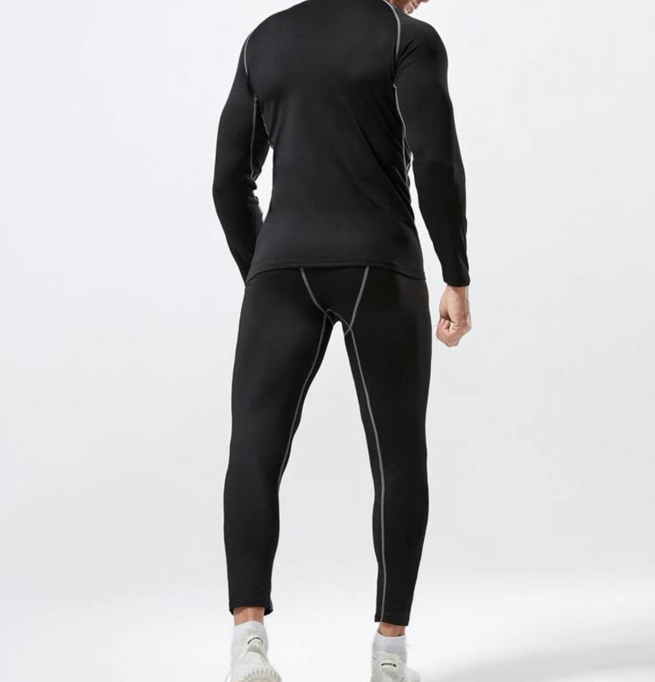 Men topstitching raglan sleeve skinny sports set