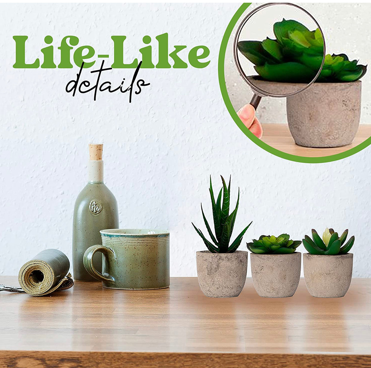Set of 3 Artificial Succulents Plants