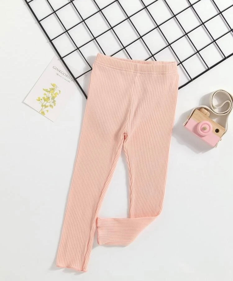 Toddler girls 3pcs solid ribbed leggings