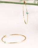 Blue Simulated Turquoise Gold Plated Brass Hoop Earrings