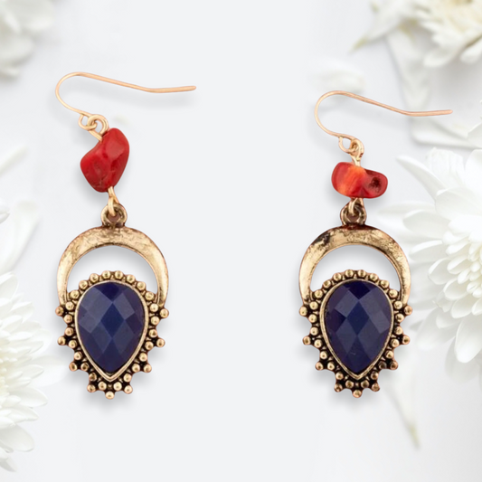 Gemstone decor drop earrings