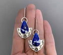 Electroplated platinum lapis lazuli bohemian dangle earrings - Christina’s unique boutique LLC