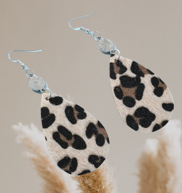 Leopard water-drop dangle earrings