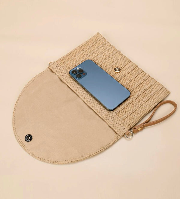 Tassel decor flap straw bag