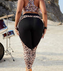 Curve and plus contrast leopard sports leggings - Christina’s unique boutique LLC