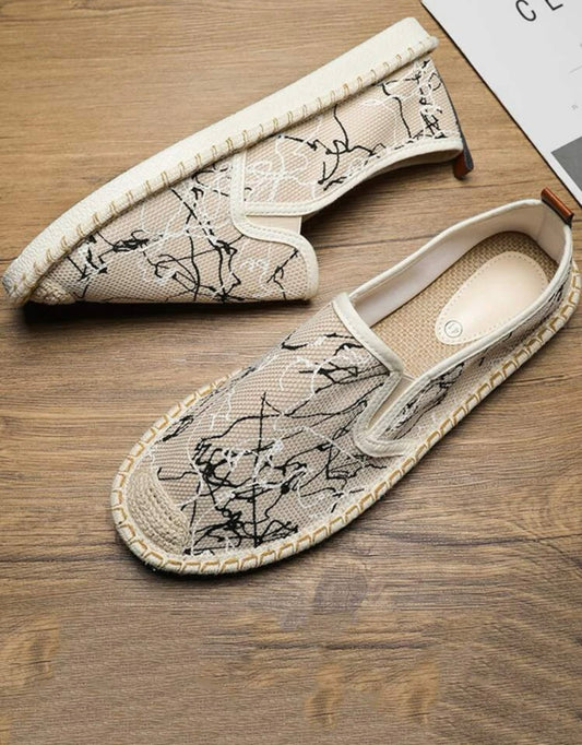 Men Graphic Print Cap Toe Espadrille Loafers