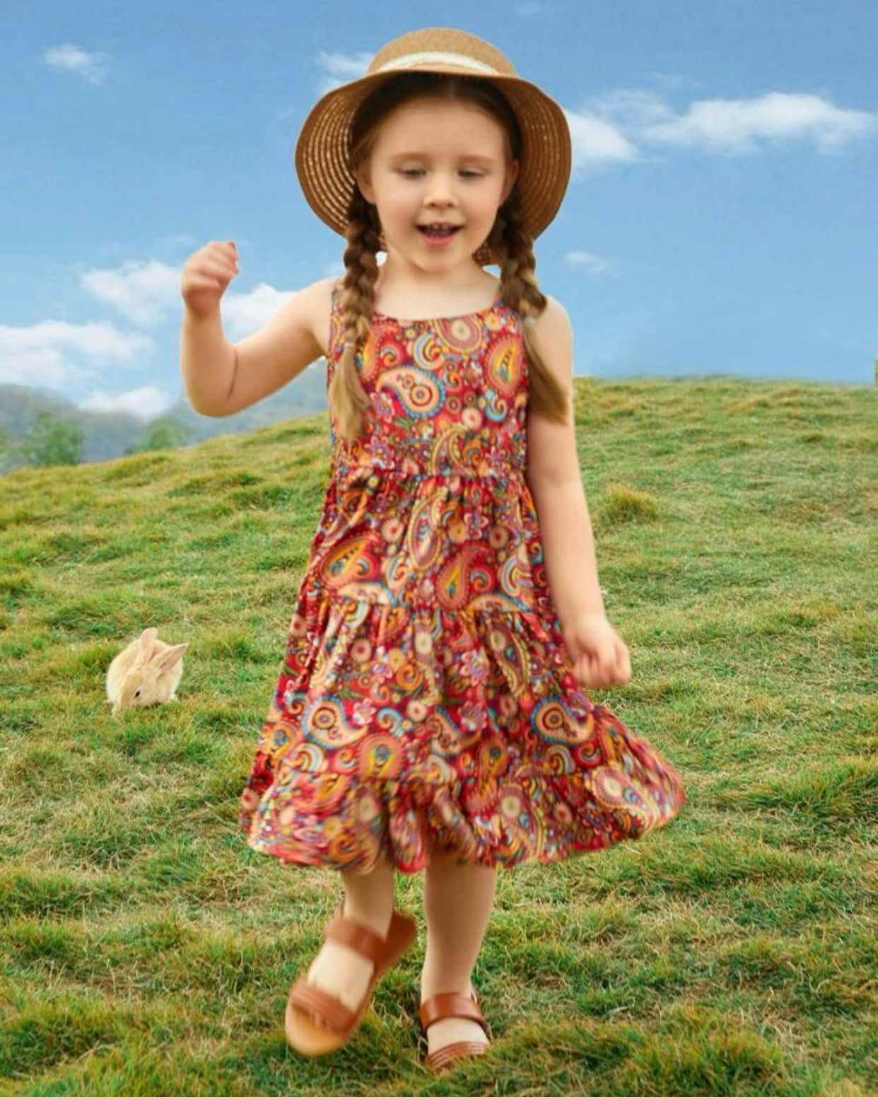 Toddler girls paisley print tiered ruffle hem dress