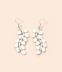 Gemstone decor leaf drop earrings