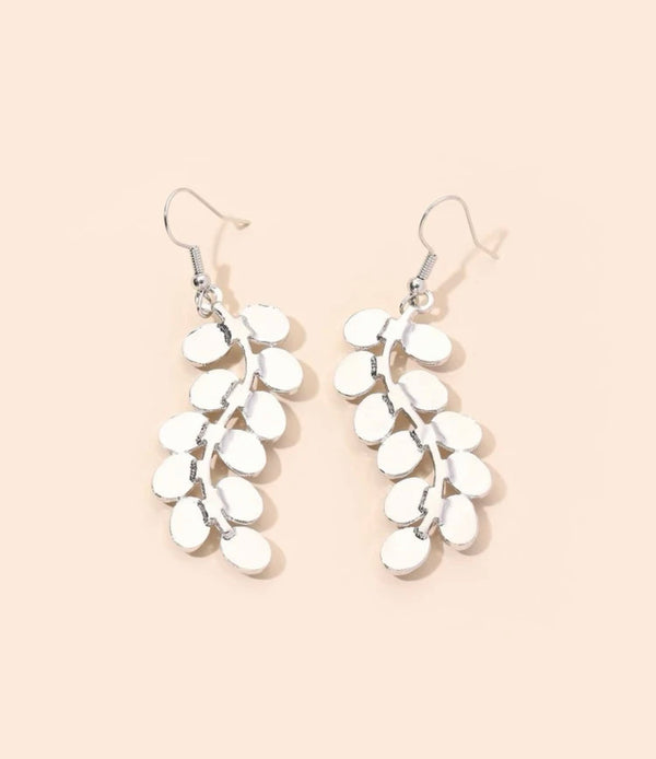 Gemstone decor leaf drop earrings