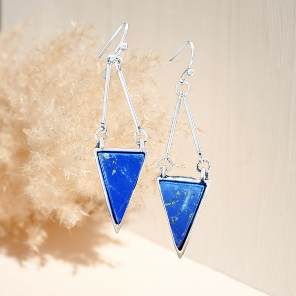 Triangle decor drop earrings