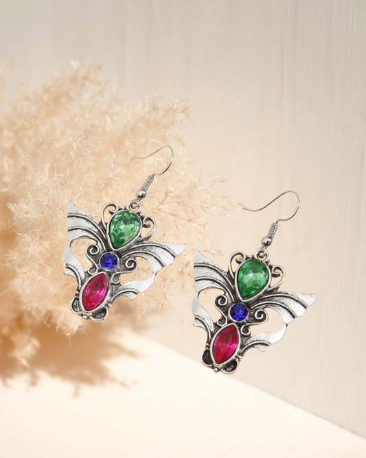 Gemstone decor vintage drop earrings