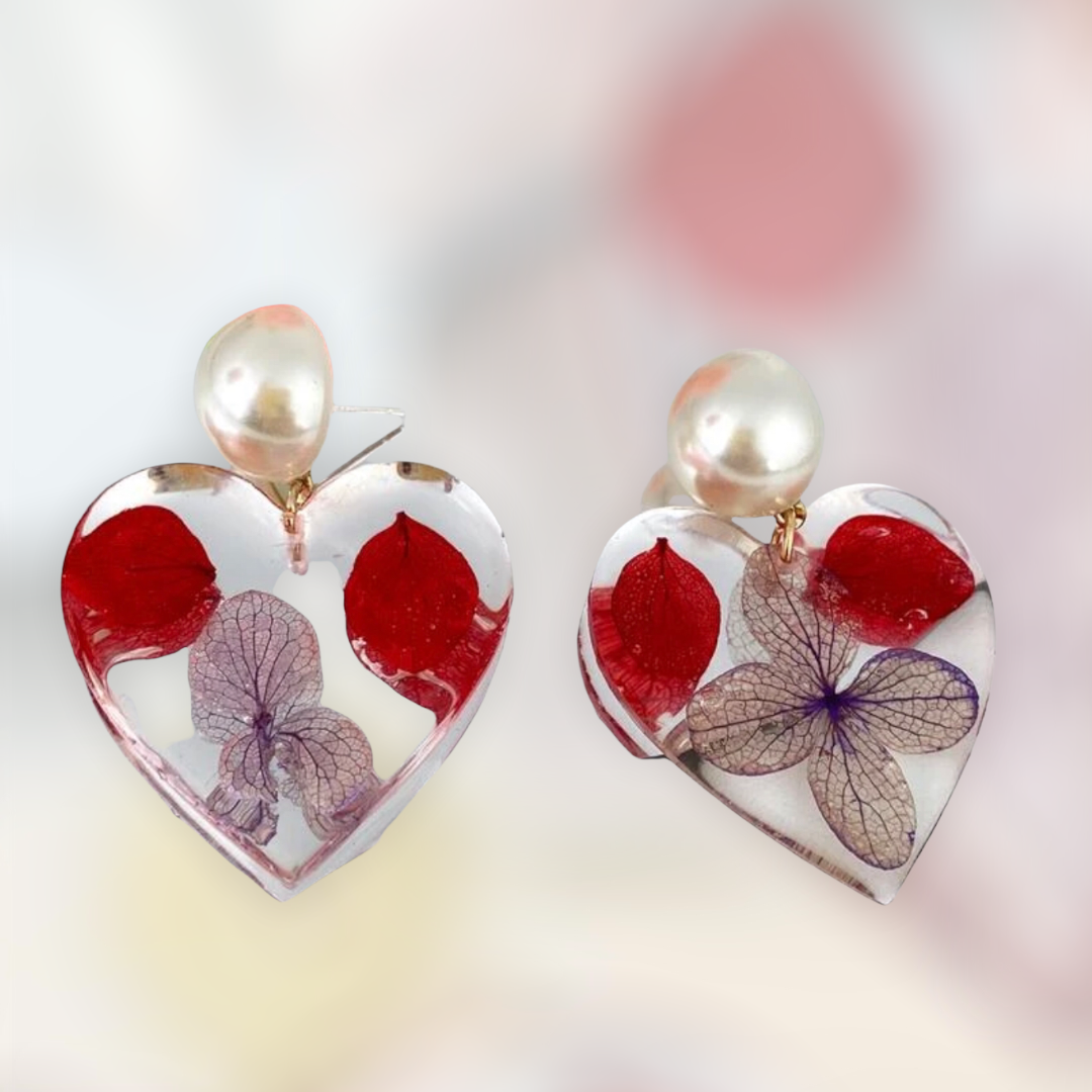 Dried flower decor drop earrings