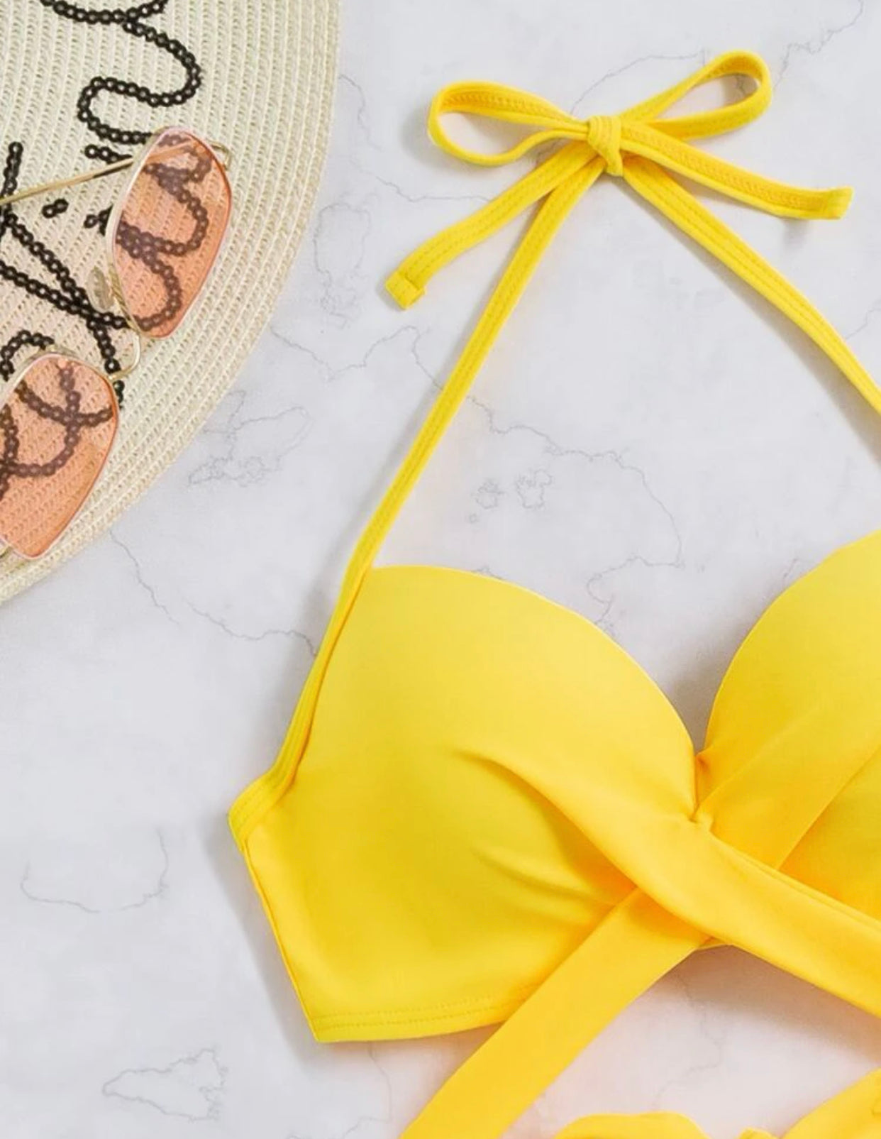 Plant print wrap halter skort bikini swimsuit