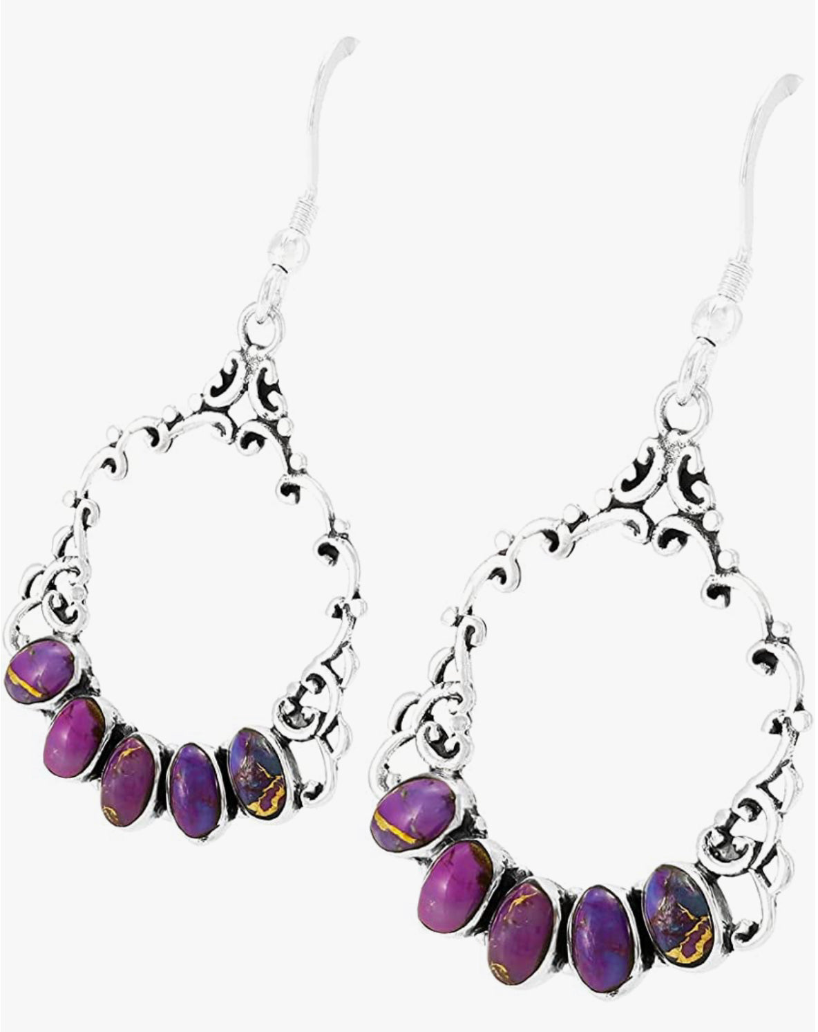 Turquoise Earrings 925 Sterling Silver & Genuine Turquoise