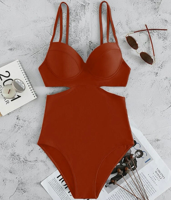 Cut-out push up one piece swimsuit