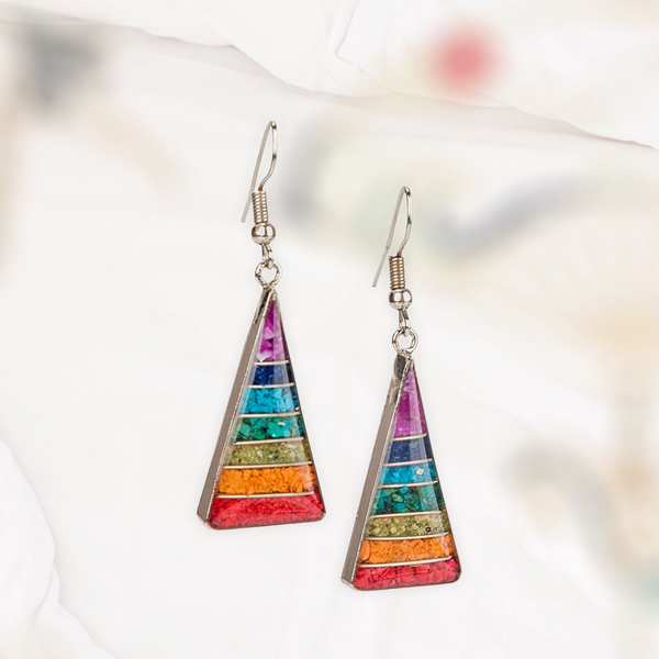 Chakra triangle dangle earrings