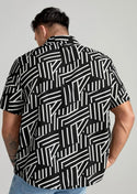 Extended sizes men random striped print shirt