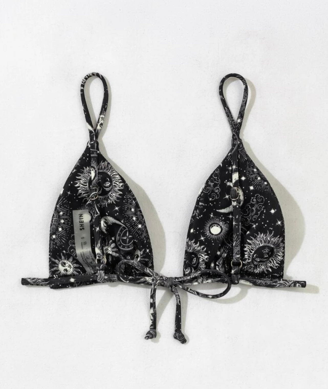 Sun and moon print triangle bikini top