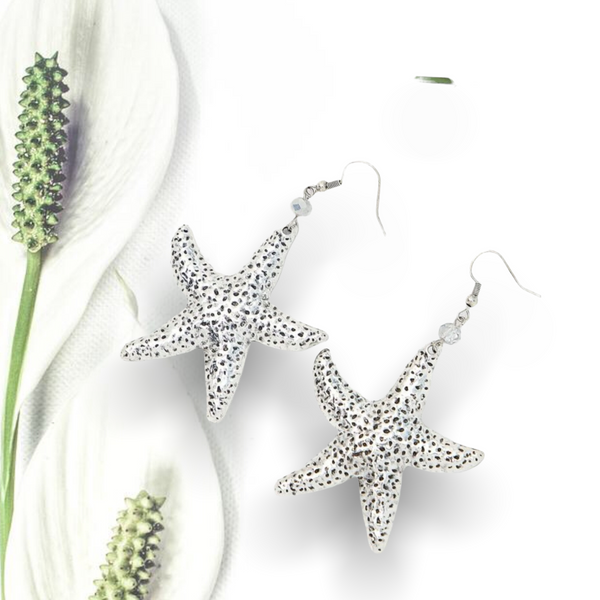 Textured starfish drop earrings
