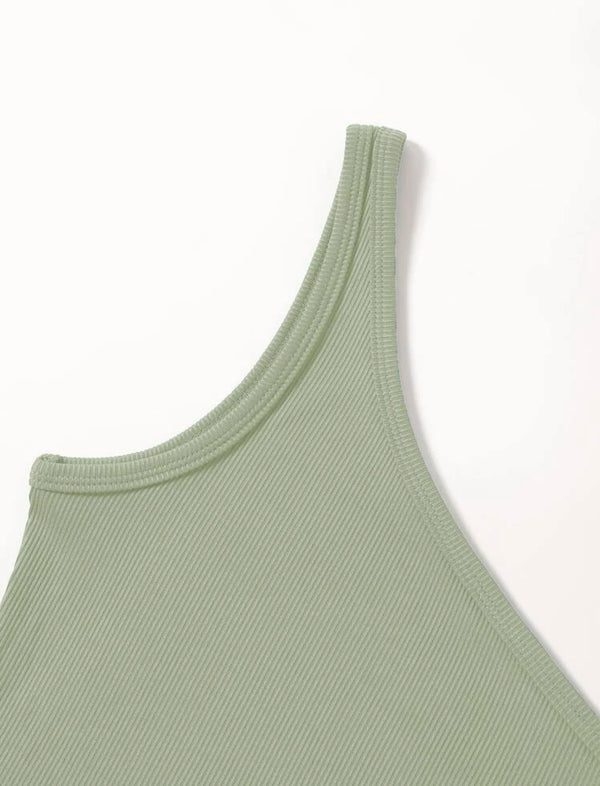 Mint green one  shoulder rib-knit crop top