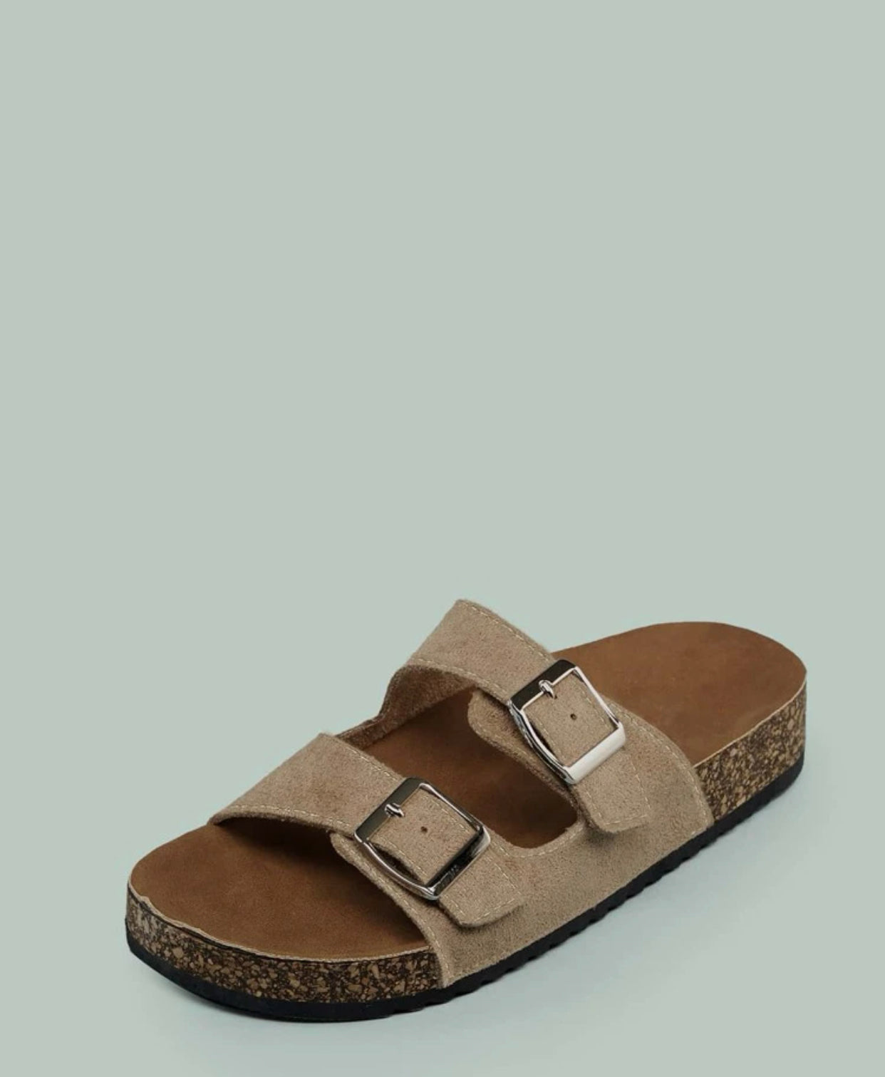 Lightweight cork platform footbed sandals