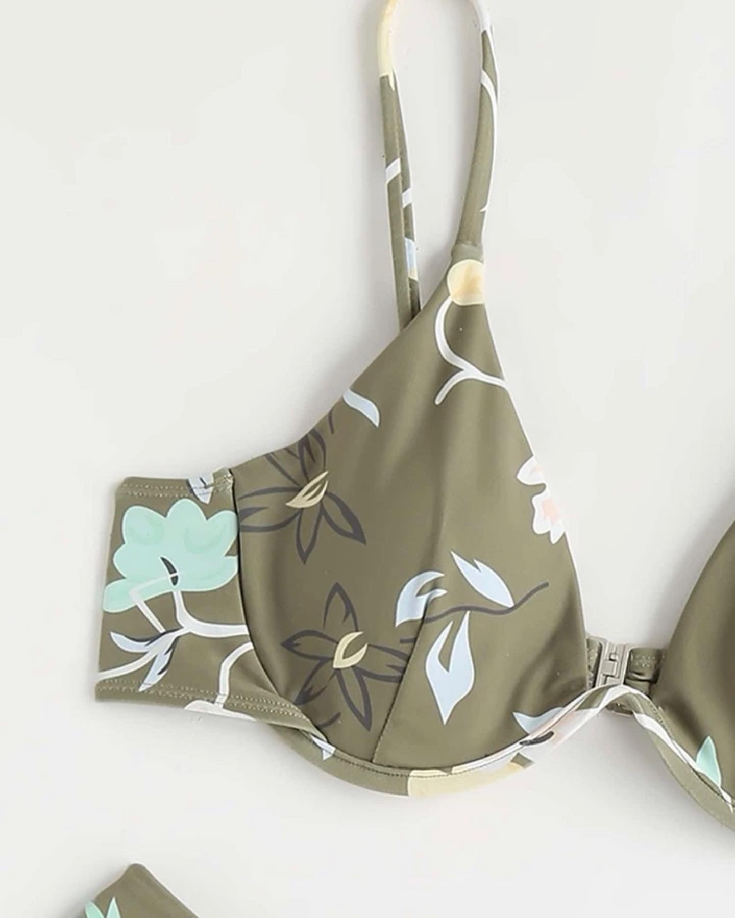 Floral print push up bikini swimsuit