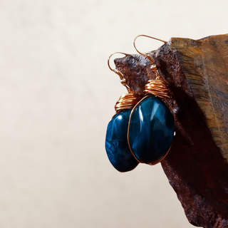 Blue stone dangle earrings