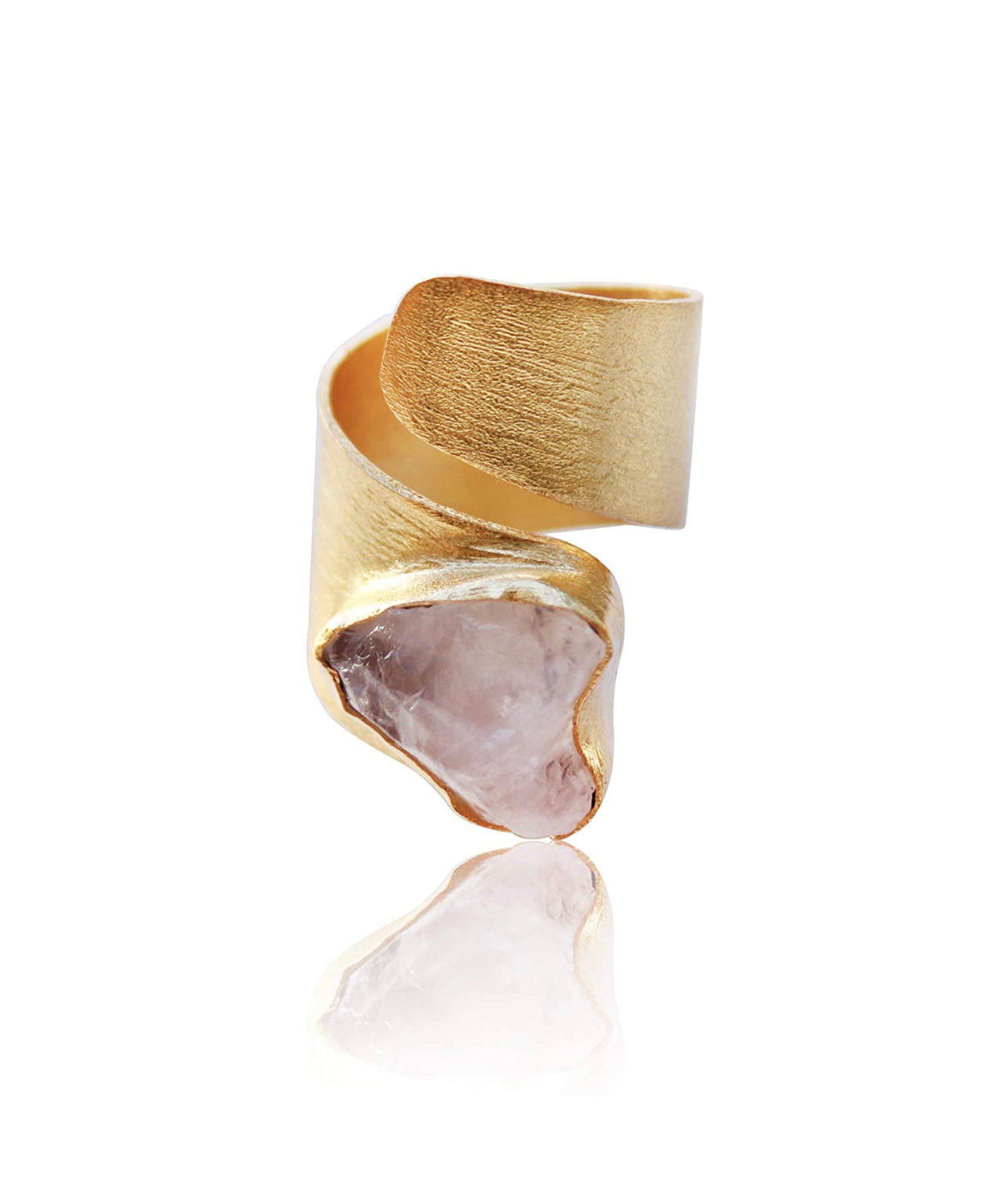 Handmade Adjustable Raw Gemstone Ring 18K Gold Plated Birthstone Hypoallergenic Jewelry (fluorite)