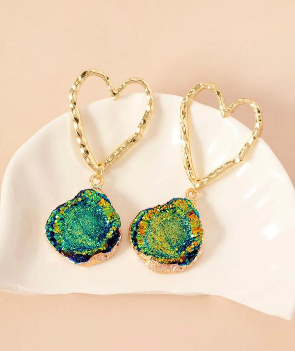 Heart decor drop earrings