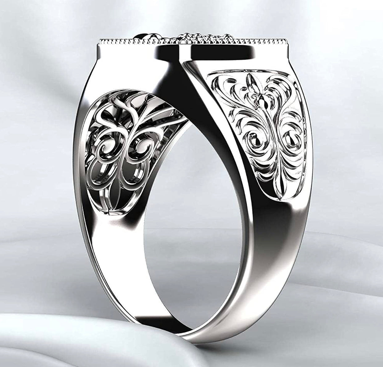 Scorpion Animal Engraved Rings for Men Women Statement Band Wide Chunky Square Vintage