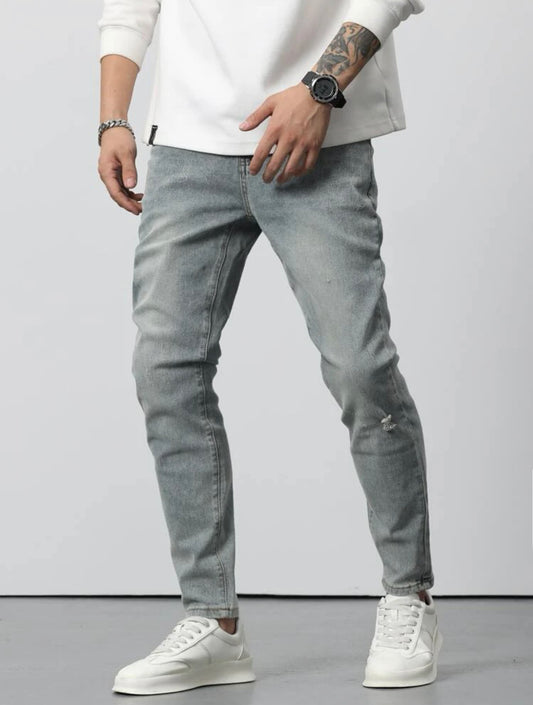 Men’s bleach wash ripped skinny jeans
